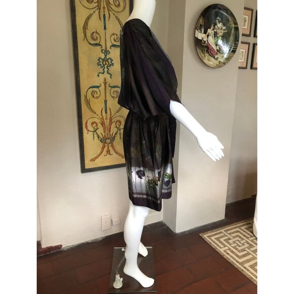 Silk Kaftan, Silk Dress, Silk Mini Dress, 90s Dress, Silk Cover Up | Medium - Picture 5 of 10